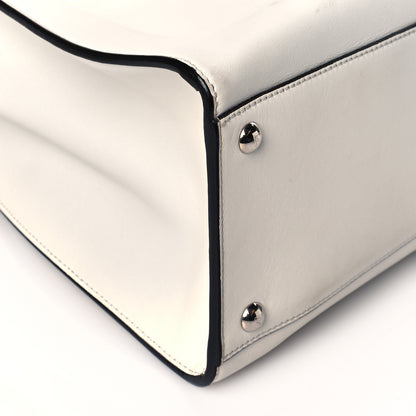 Fendi Vitello Seta Glazed Fabric FF 1974 Medium Peekaboo X-Lite White Ice Mogano Panna 7 of 18