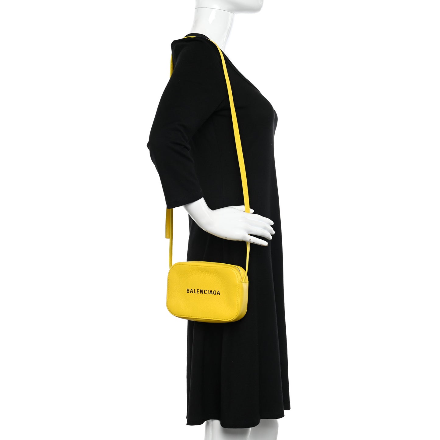 Smooth Calfskin Logo XS Everyday Camera Bag Jaune Soleil Black
