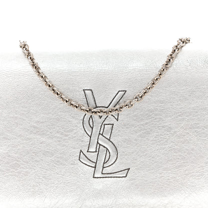 Saint Laurent Metallic Crinkled Calfskin Belle de Jour Chain Clutch Silver 7 of 11