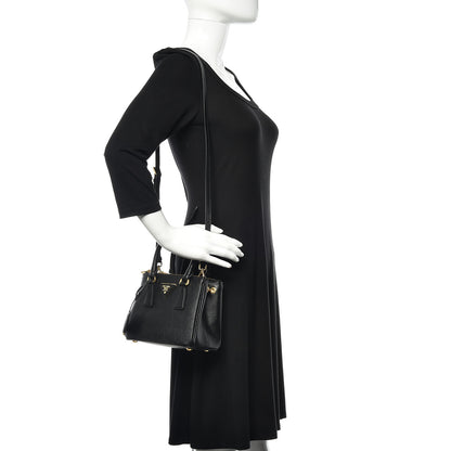 Prada Saffiano Lux Mini Galleria Double Zip Tote Black 2 of 10