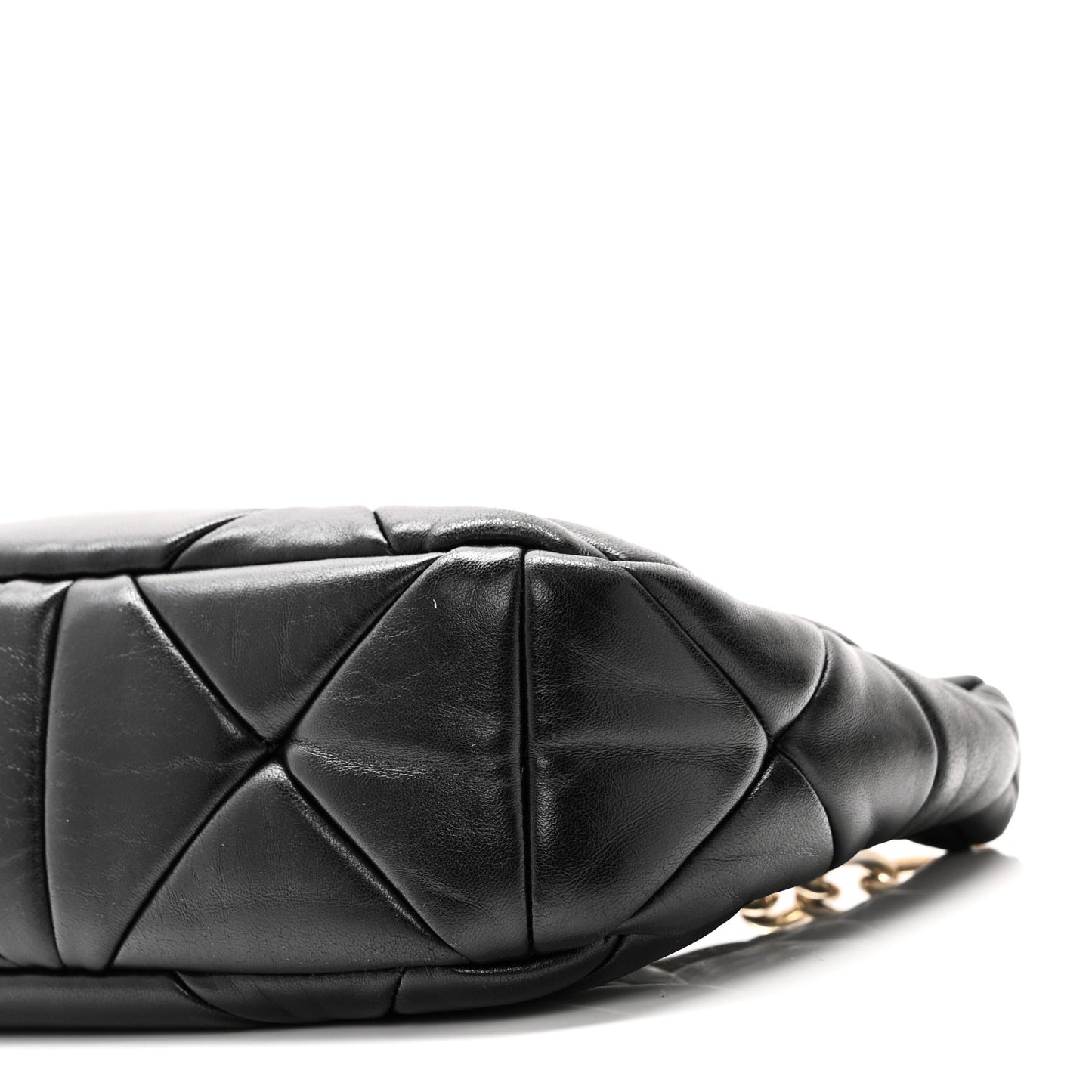 Nappa Re-Nylon Triangle Quilted Patchwork System Shoulder Bag Black