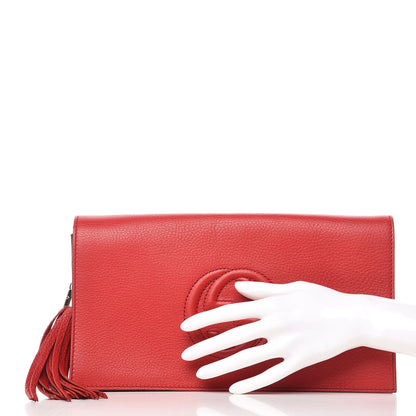 Gucci Pebbled Calfskin Medium Soho Clutch Red 2 of 9