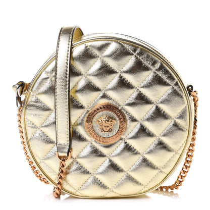 Versace Metallic Nappa Quilted La Medusa Round Camera Bag Gold 1 of 11
