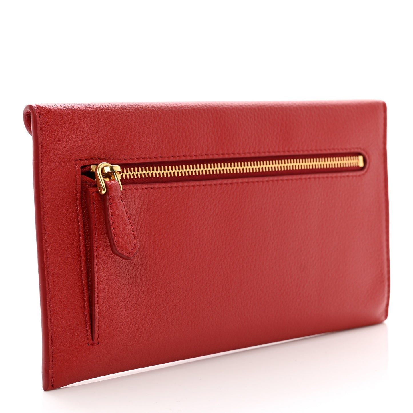 Vitello Grain Envelope Wallet Rosso
