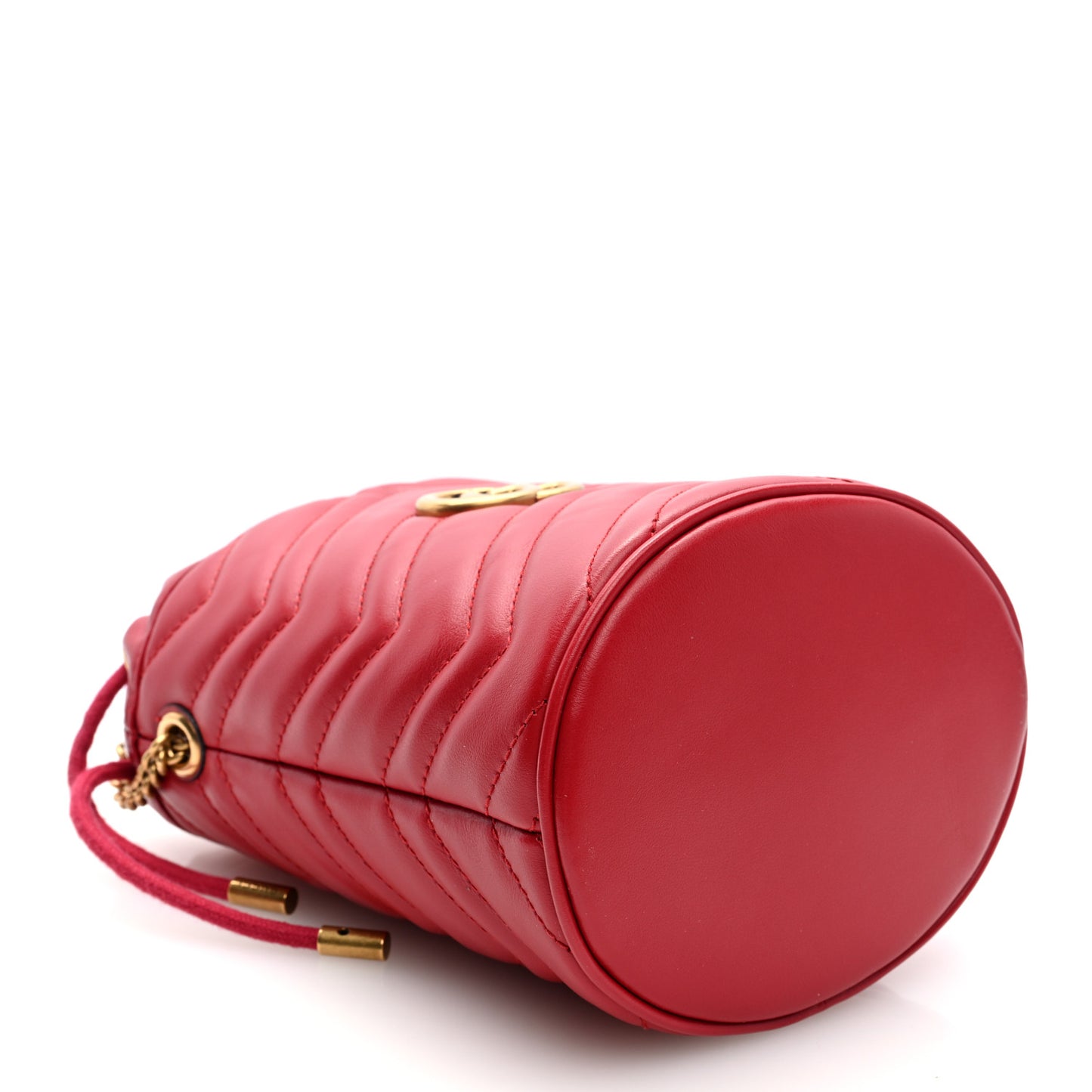 Calfskin Matelasse Mini GG Marmont 2.0 Bucket Bag Hibiscus Red
