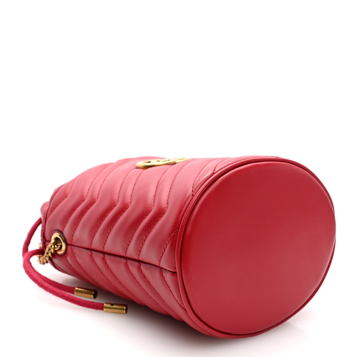 Gucci Calfskin Matelasse Mini GG Marmont 2.0 Bucket Bag Hibiscus Red 4 of 10