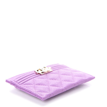 Chanel Caviar Quilted Boy Card Holder Purple 3 of 7