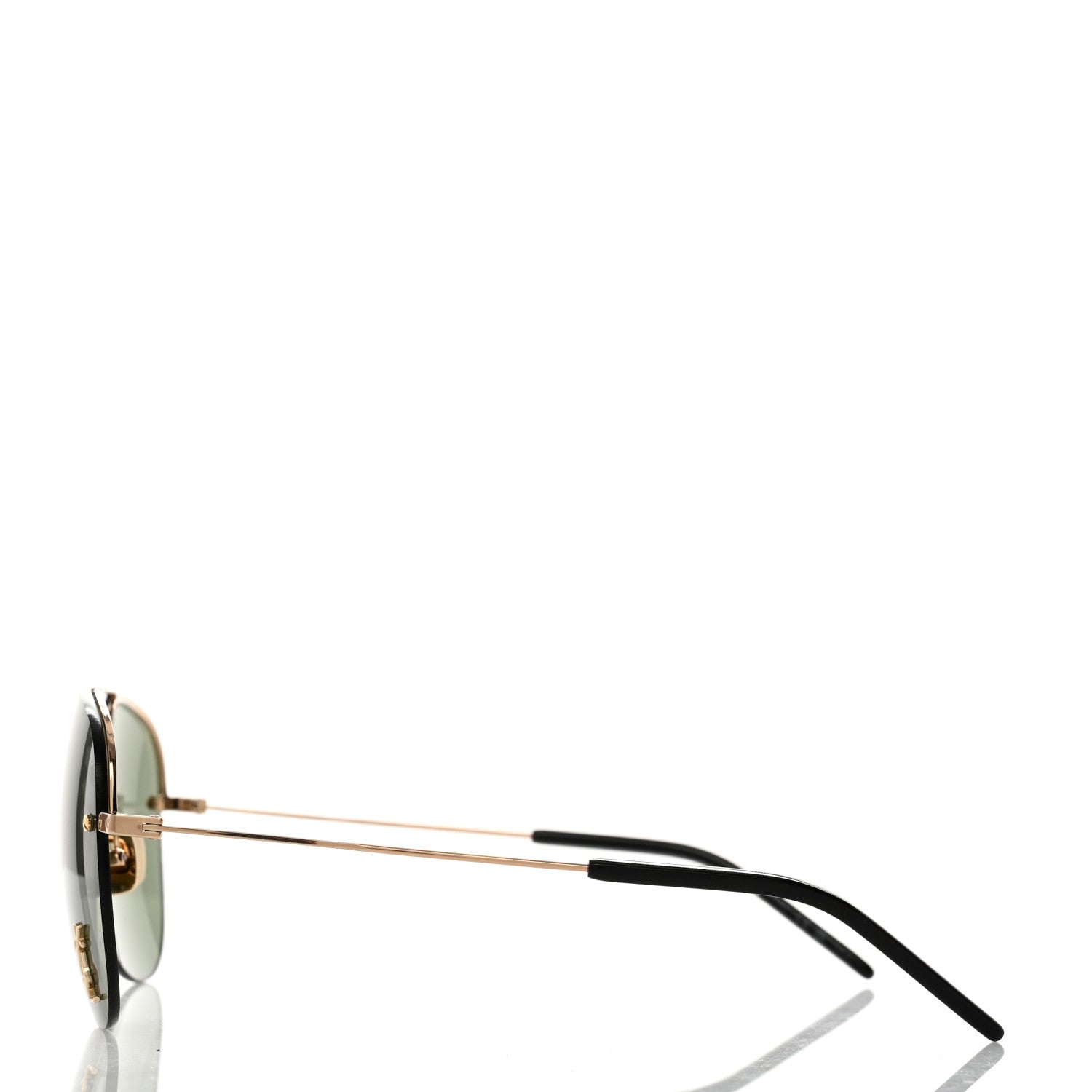 Saint Laurent Metal Aviator Classic 11 Monochromatic Sunglasses Gold Green 3 of 10