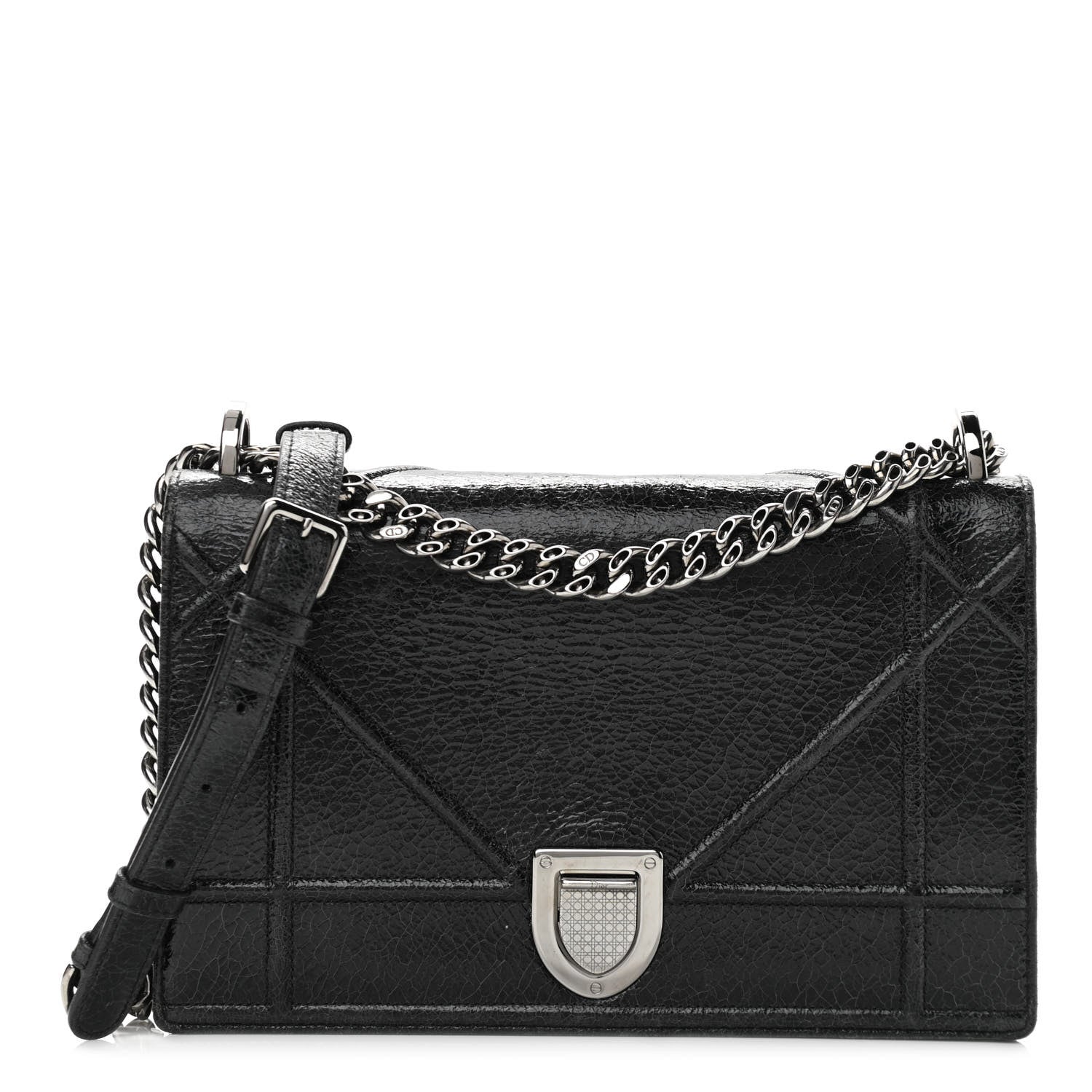 Christian Dior Crackled Deerskin Medium Diorama Flap Bag Black 1 of 11