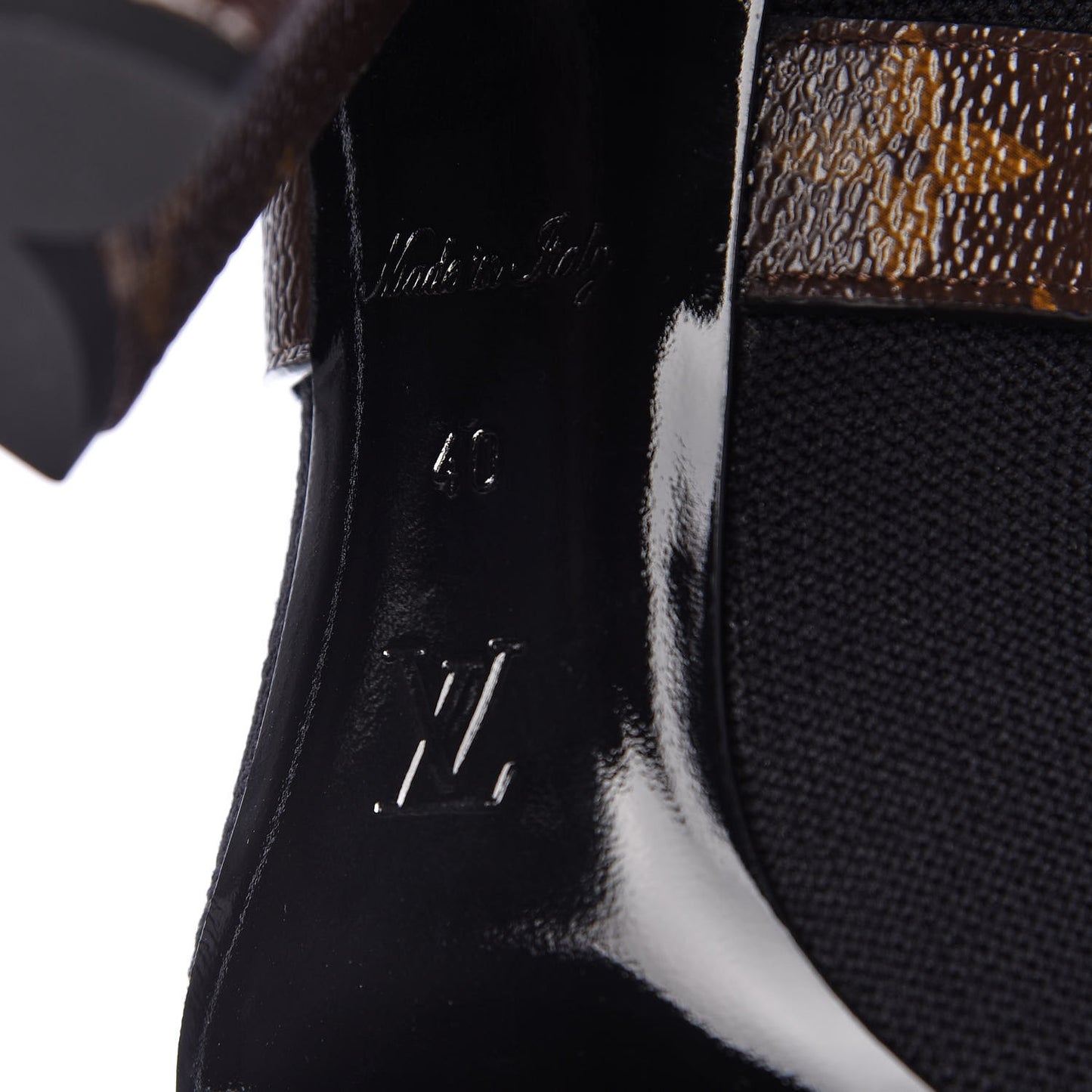 Monogram Stretch Fabric Silhouette Ankle Boots 40 Black