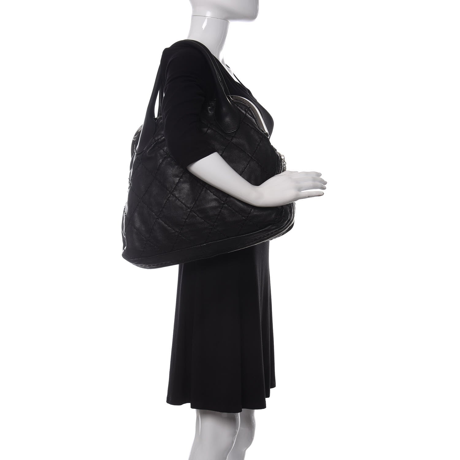 Chanel Calfskin Stitched Expandable Frame Bag Black 2 of 10