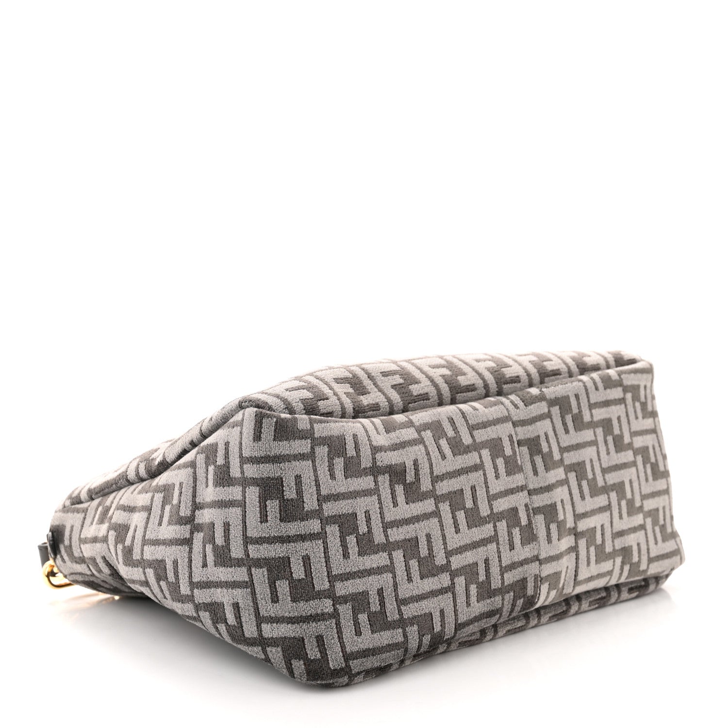 Fendi Chenille Vitello Seta Plexiglass FF Fendi O'Lock Zipper Anthracite Asfalto 4 of 10