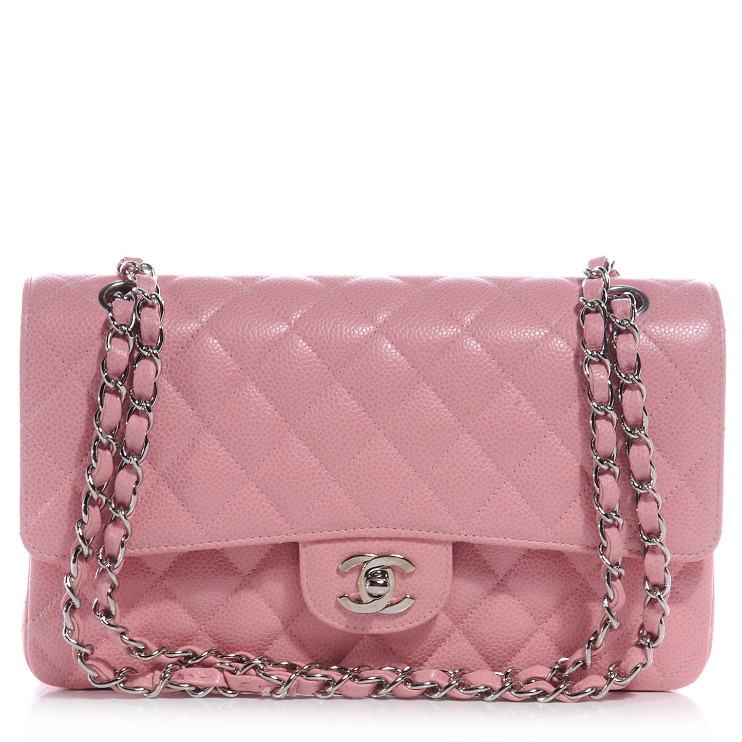 Caviar Medium Double Flap Pink