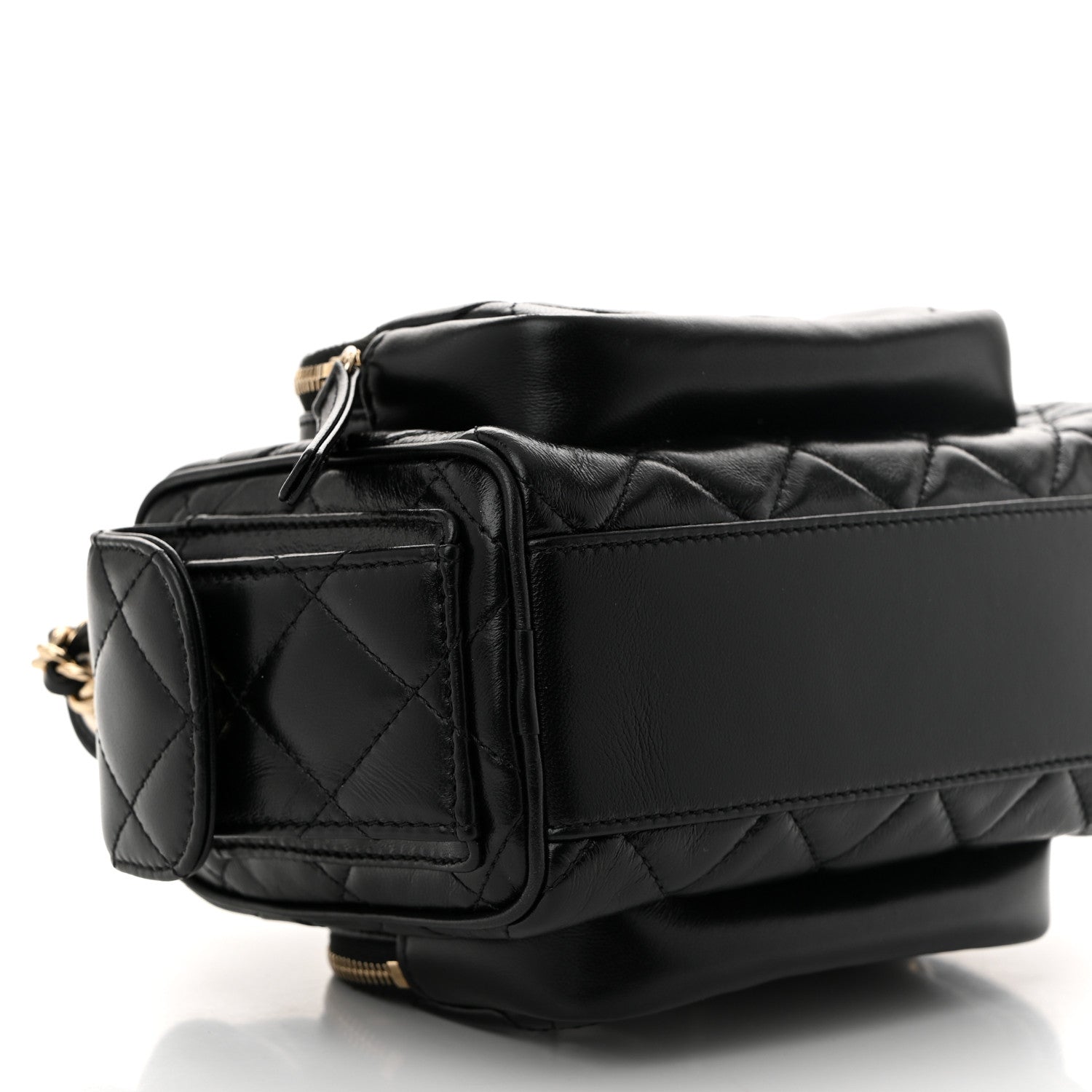 Chanel Shiny Crumpled Lambskin Quilted Small Preppy Pocket Camera Case Black 9 of 12