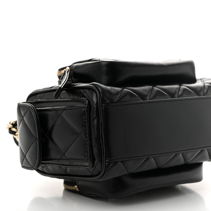 Chanel Shiny Crumpled Lambskin Quilted Small Preppy Pocket Camera Case Black 9 of 12