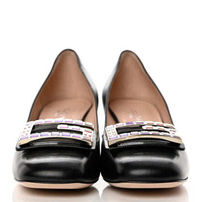 Gucci Malaga Kid Crystal Square G Madelyn Mid Heel Loafer Pumps 36.5 Black 2 of 9