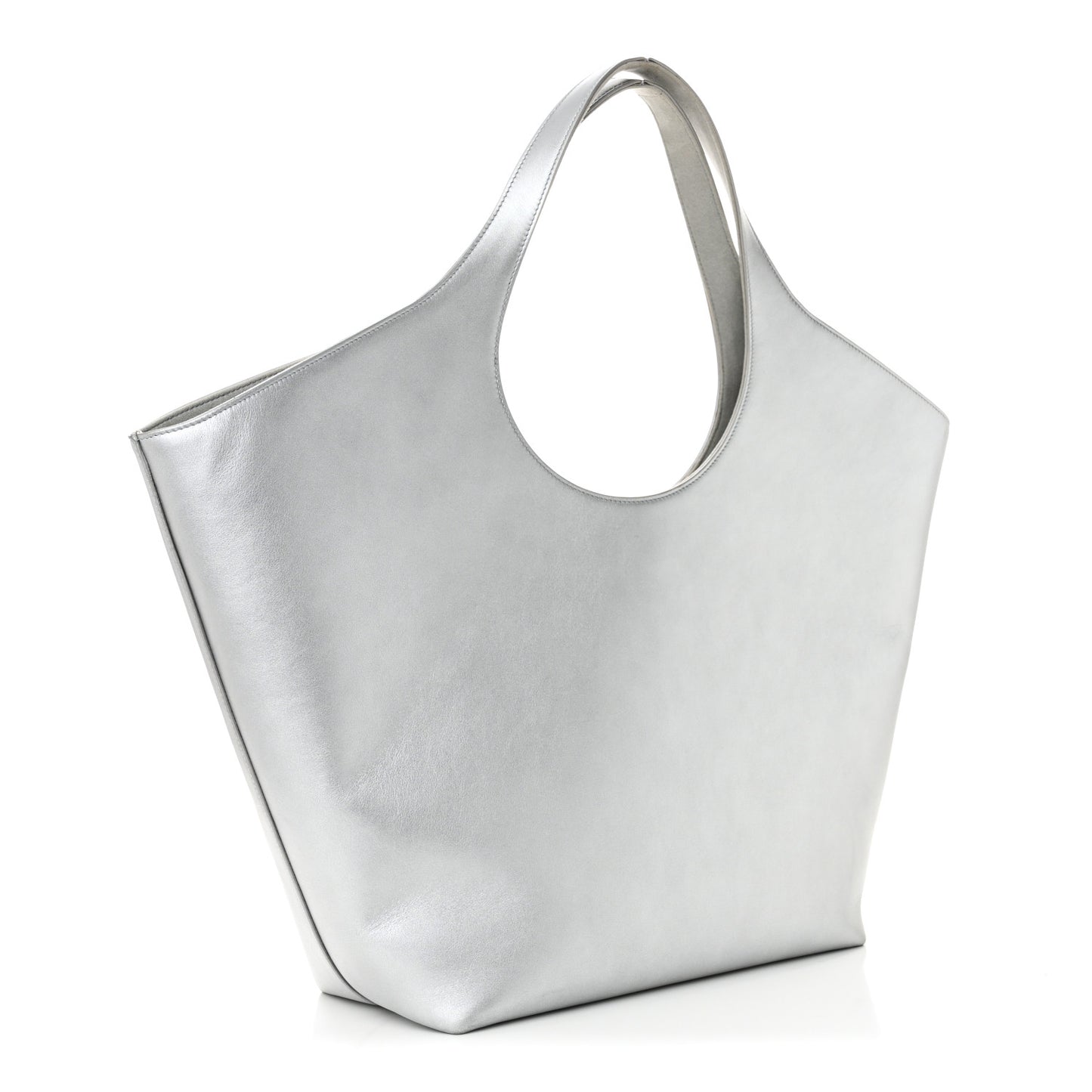 Metallic Calfskin Mary Kate Tote Silver