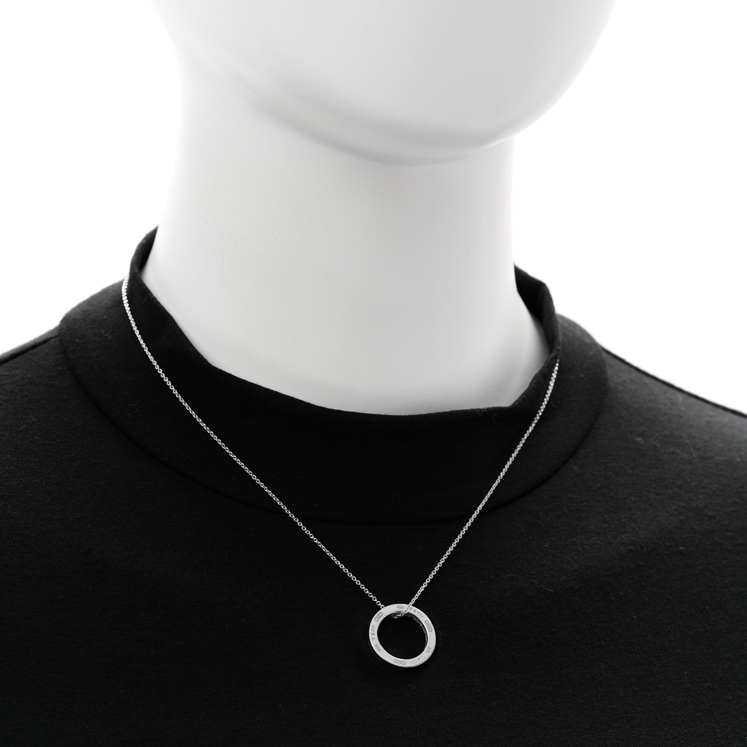 Tiffany Sterling Silver 1837 Circle Pendant Necklace 2 of 6