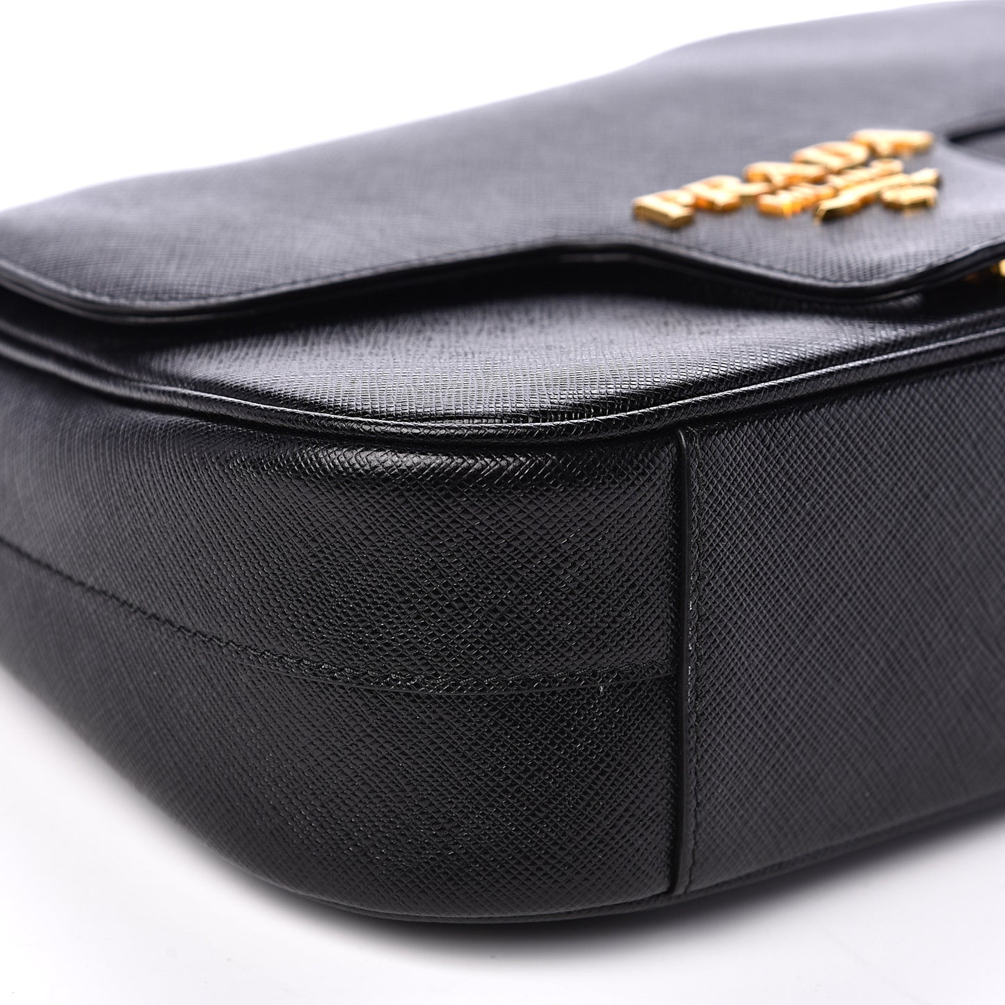 Saffiano Lux Chain Shoulder Bag Black