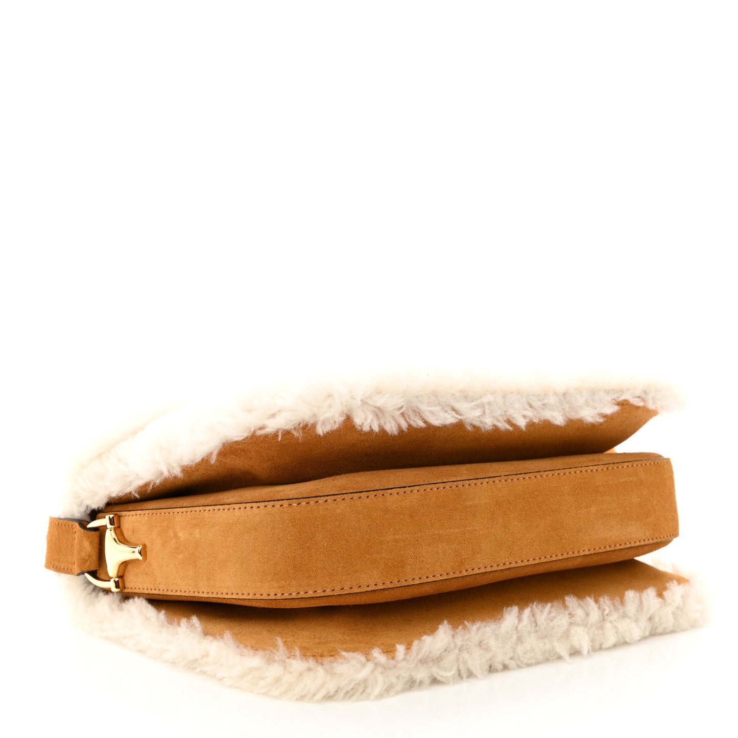 Suede Shearling Horsebit 1955 Shoulder Bag Brown