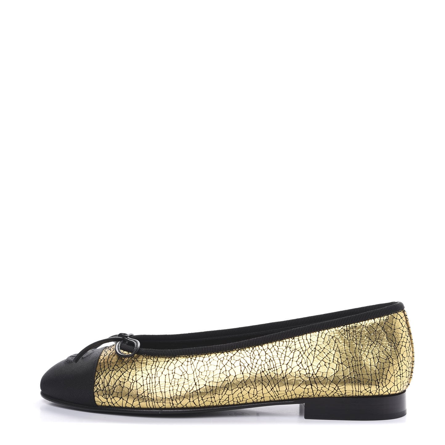 Metallic Calfskin Cap Toe CC Ballerina Flats 38 Gold