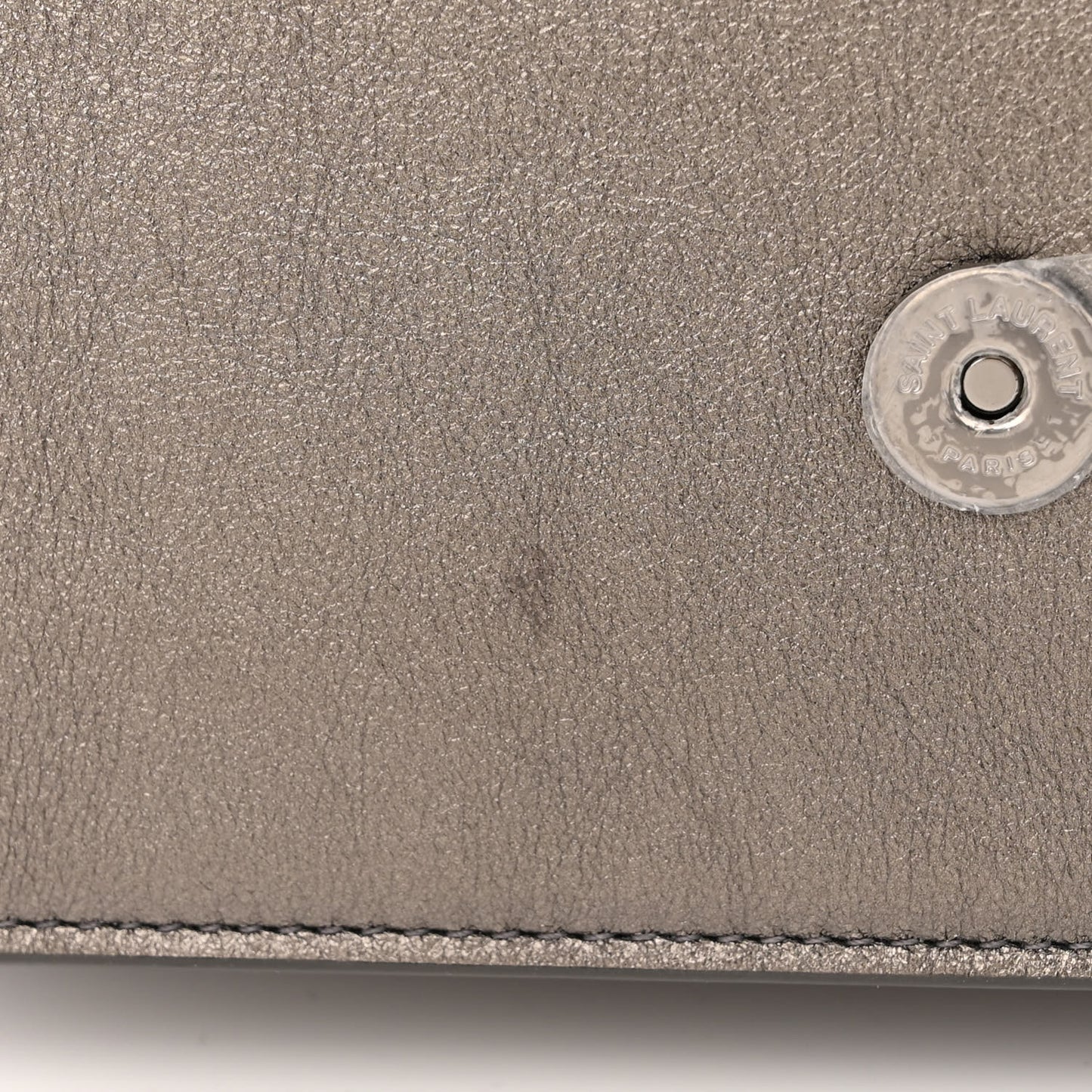 Metallic Grain De Poudre Kate Monogram Tassel Chain Wallet Silver