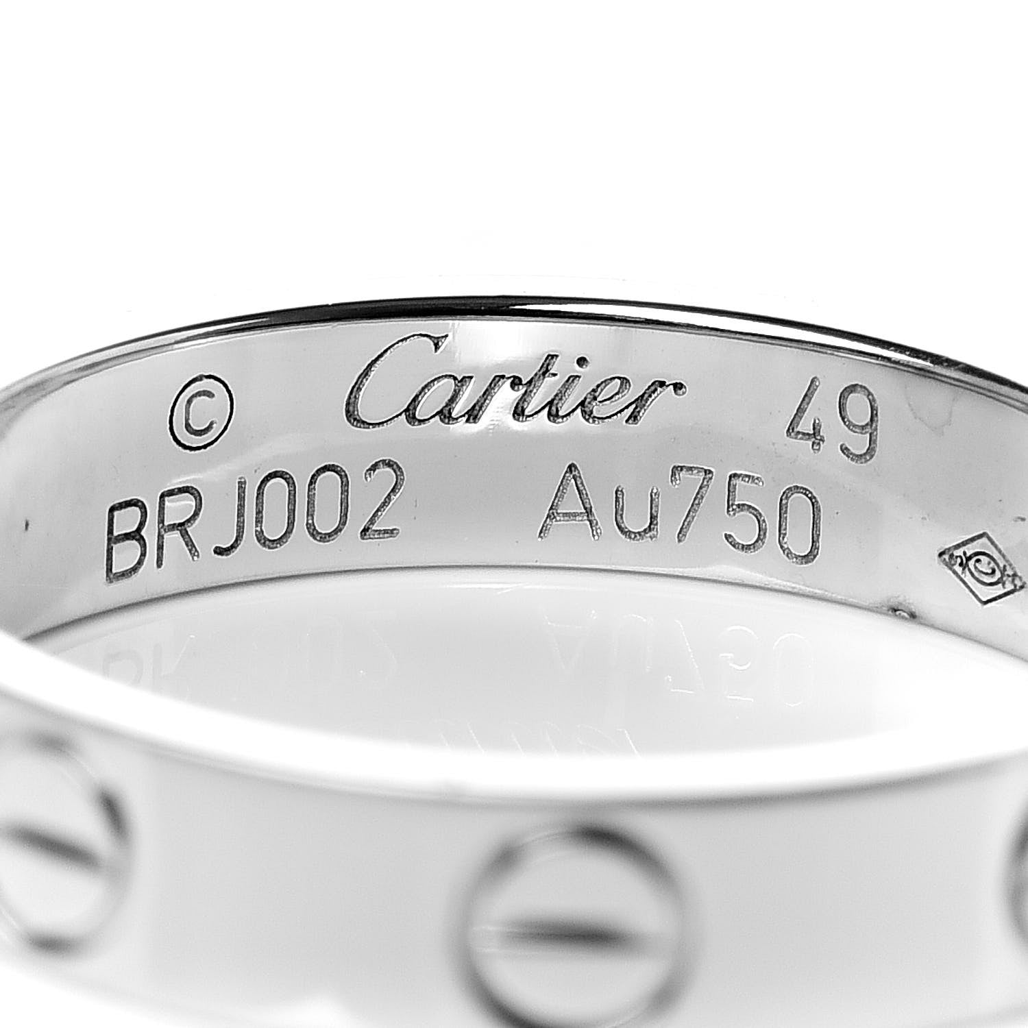 Cartier 18K White Gold 3.5mm LOVE Wedding Band Ring 49 4.75 4 of 4