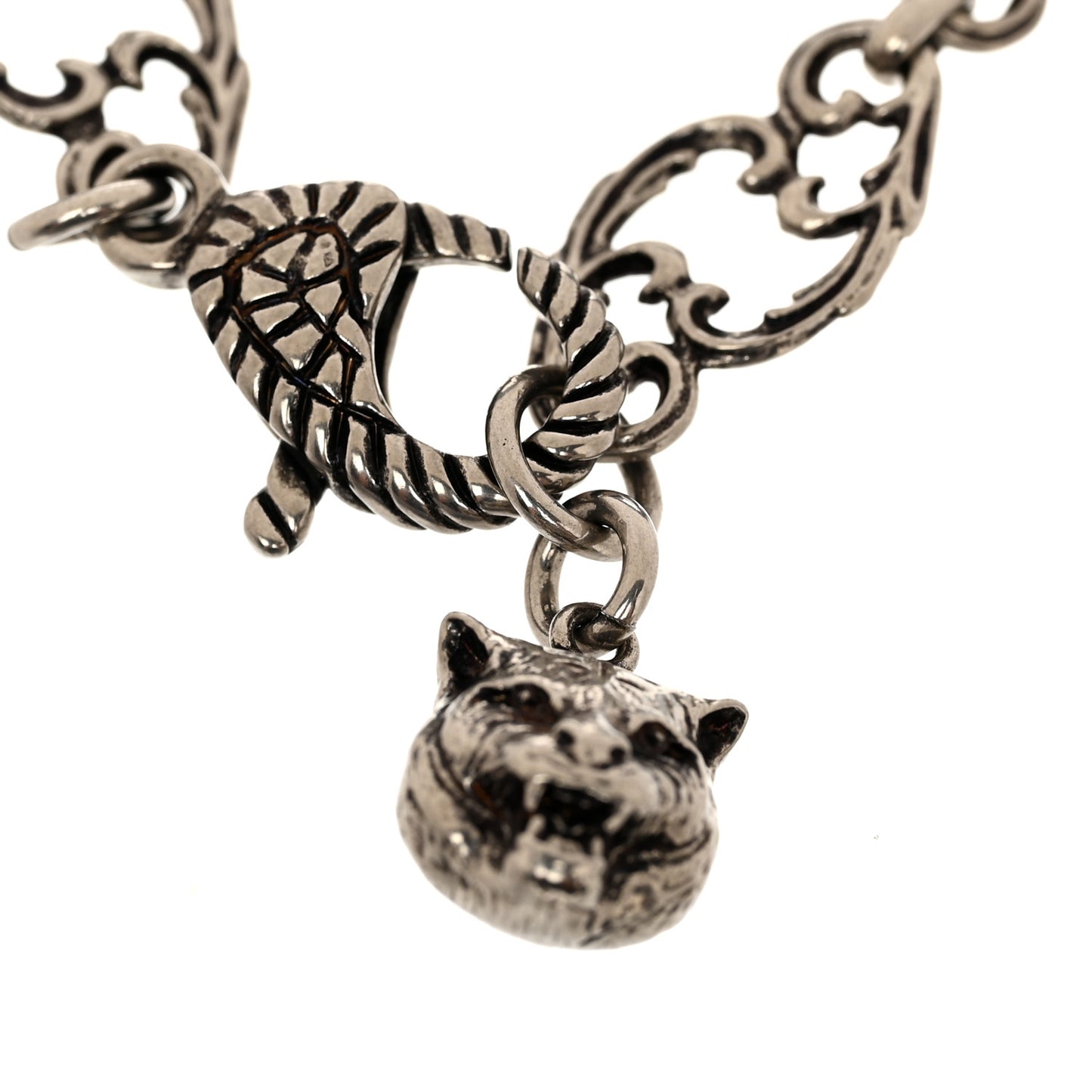 Oxidized Palladium Crystal Double G Bracelet Silver