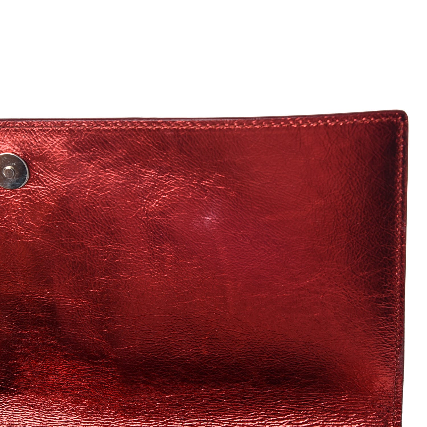 Saint Laurent Metallic Calfskin Large Belle De Jour Clutch Red 10 of 11