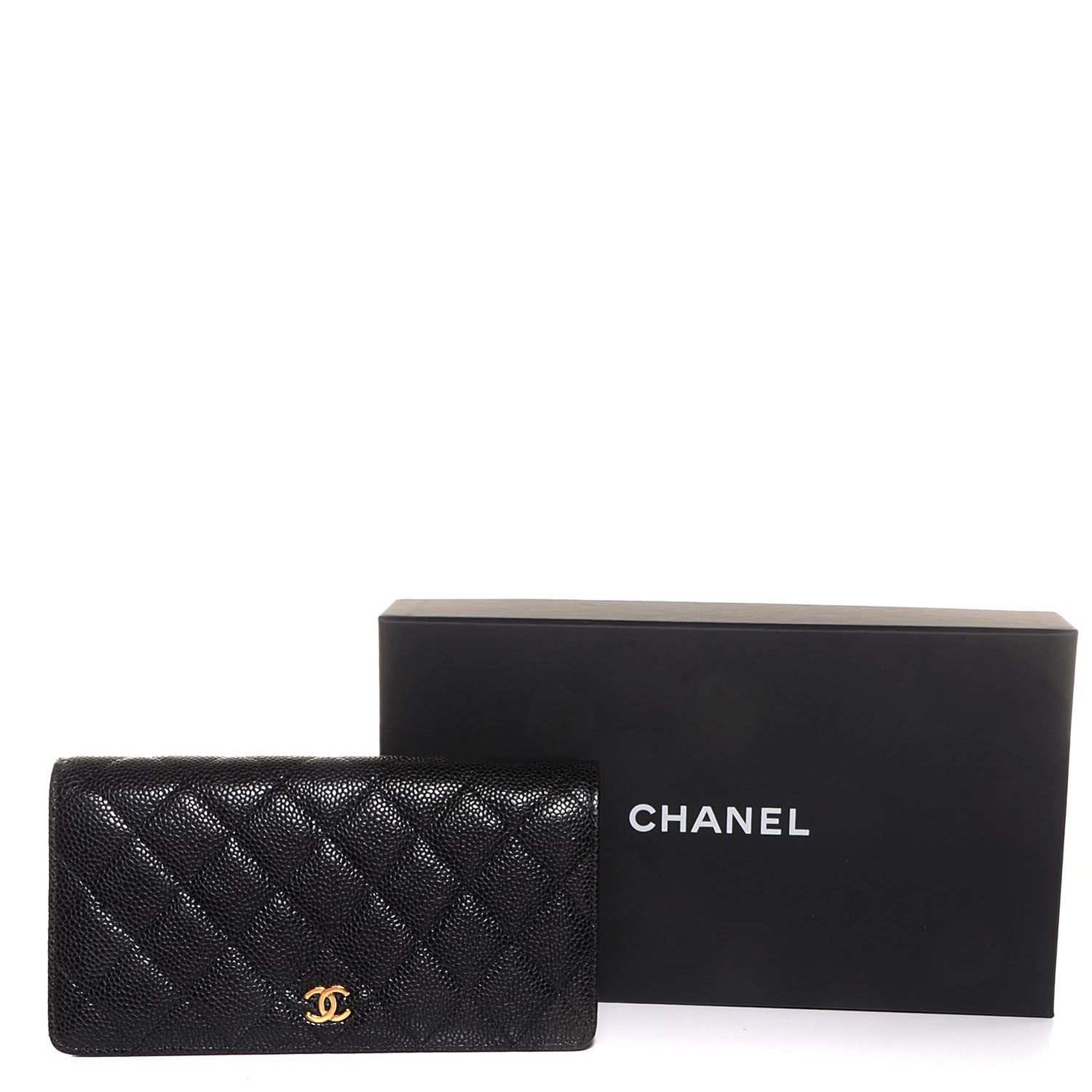 Chanel Caviar Quilted Yen Wallet Black 5 of 9