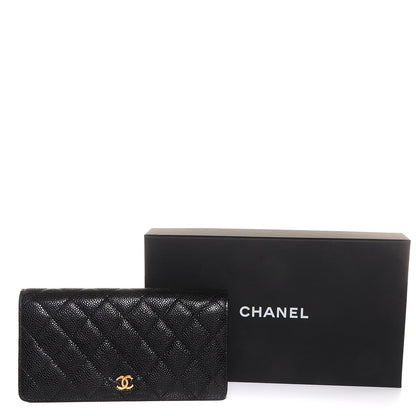 Chanel Caviar Quilted Yen Wallet Black 5 of 9