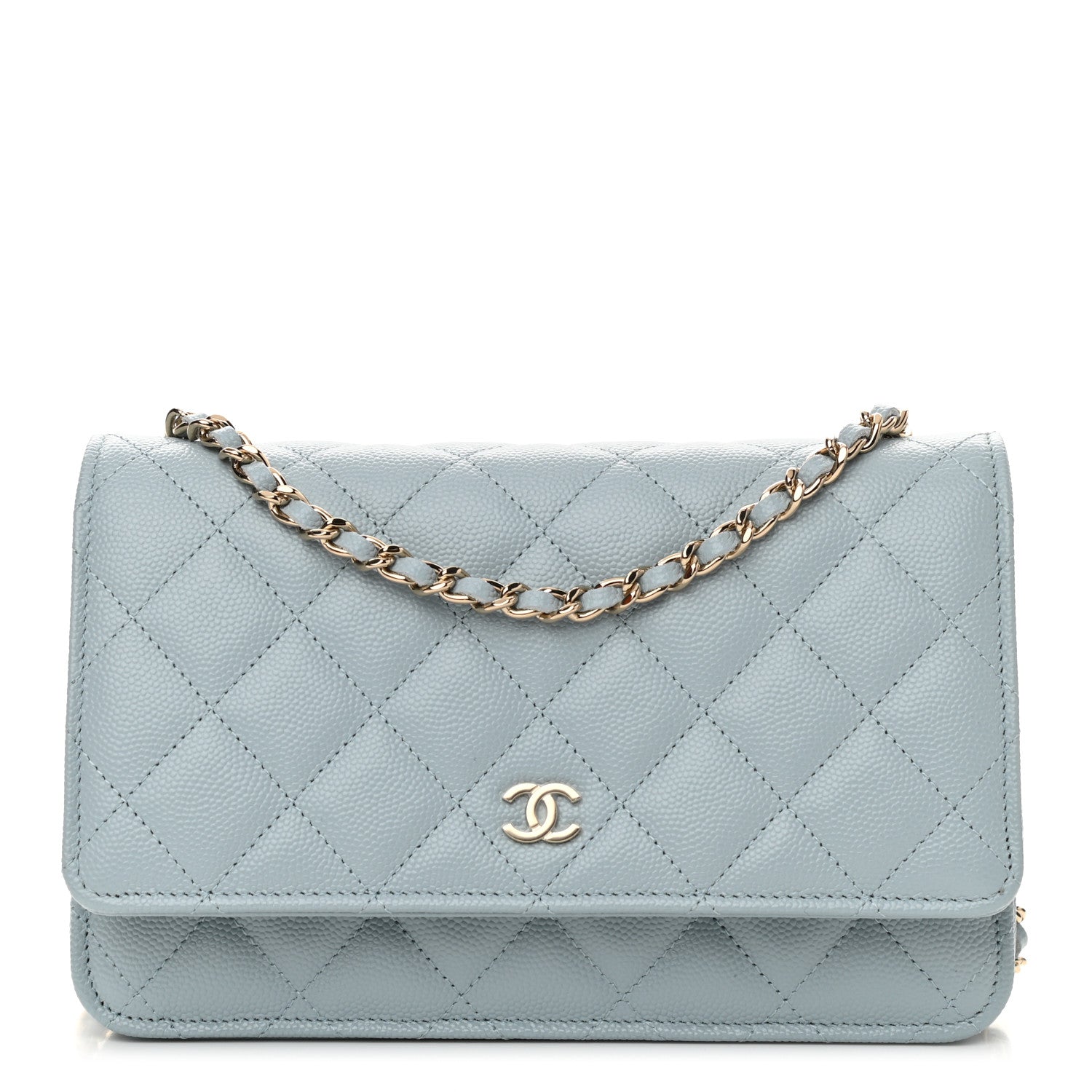Chanel Caviar Quilted Wallet On Chain WOC Light Blue 1 of 12
