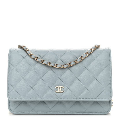 Chanel Caviar Quilted Wallet On Chain WOC Light Blue 1 of 12