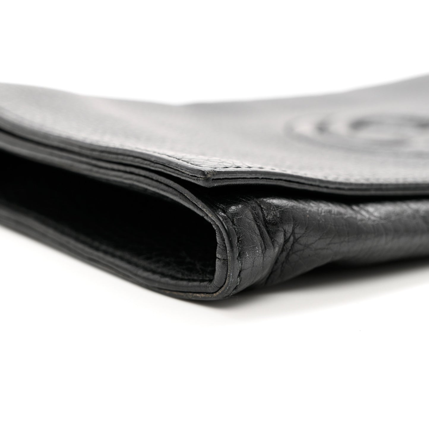 Pebbled Calfskin Medium Soho Clutch Black