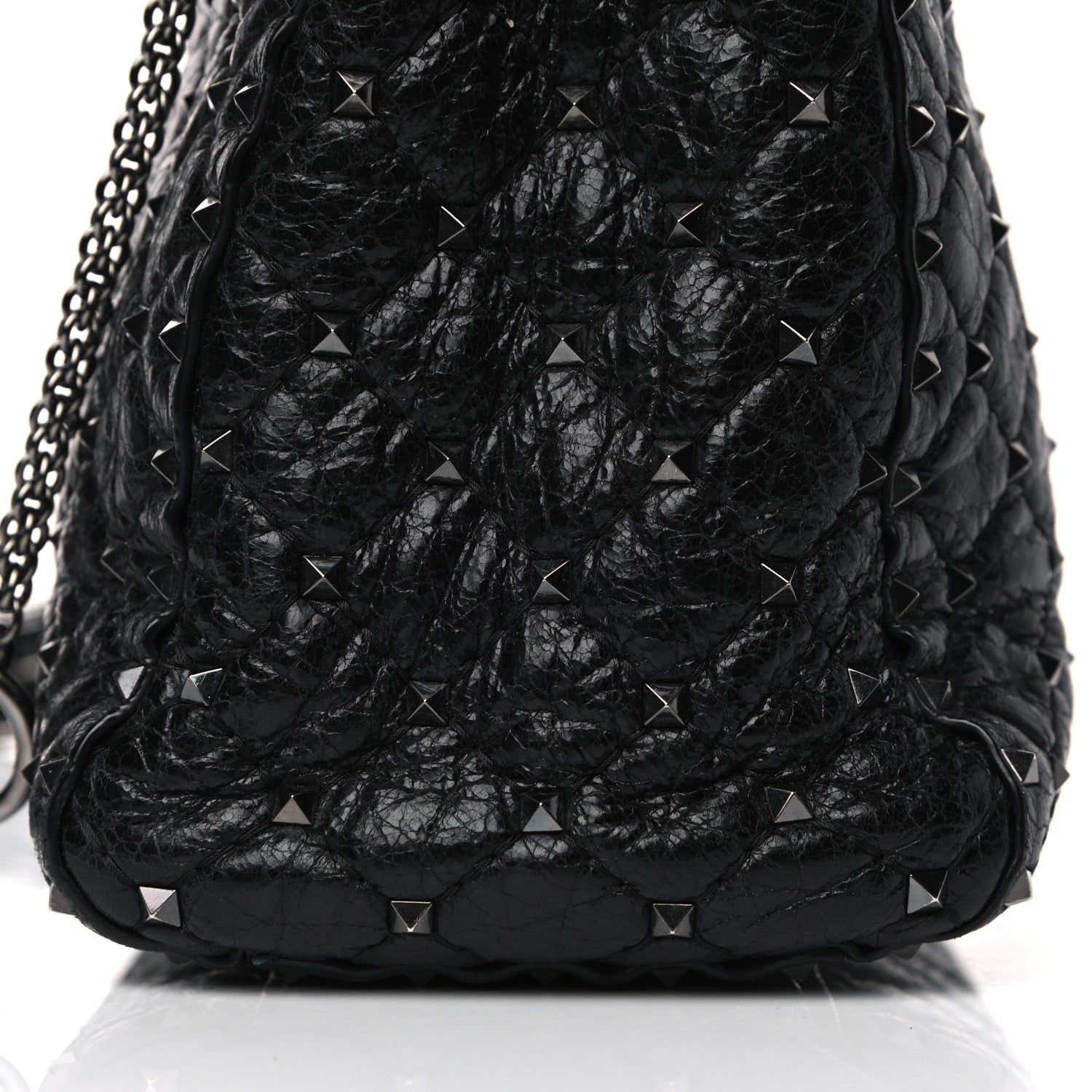 Valentino Garavani Craquele Nappa Rockstud Spike Tote Black 12 of 14