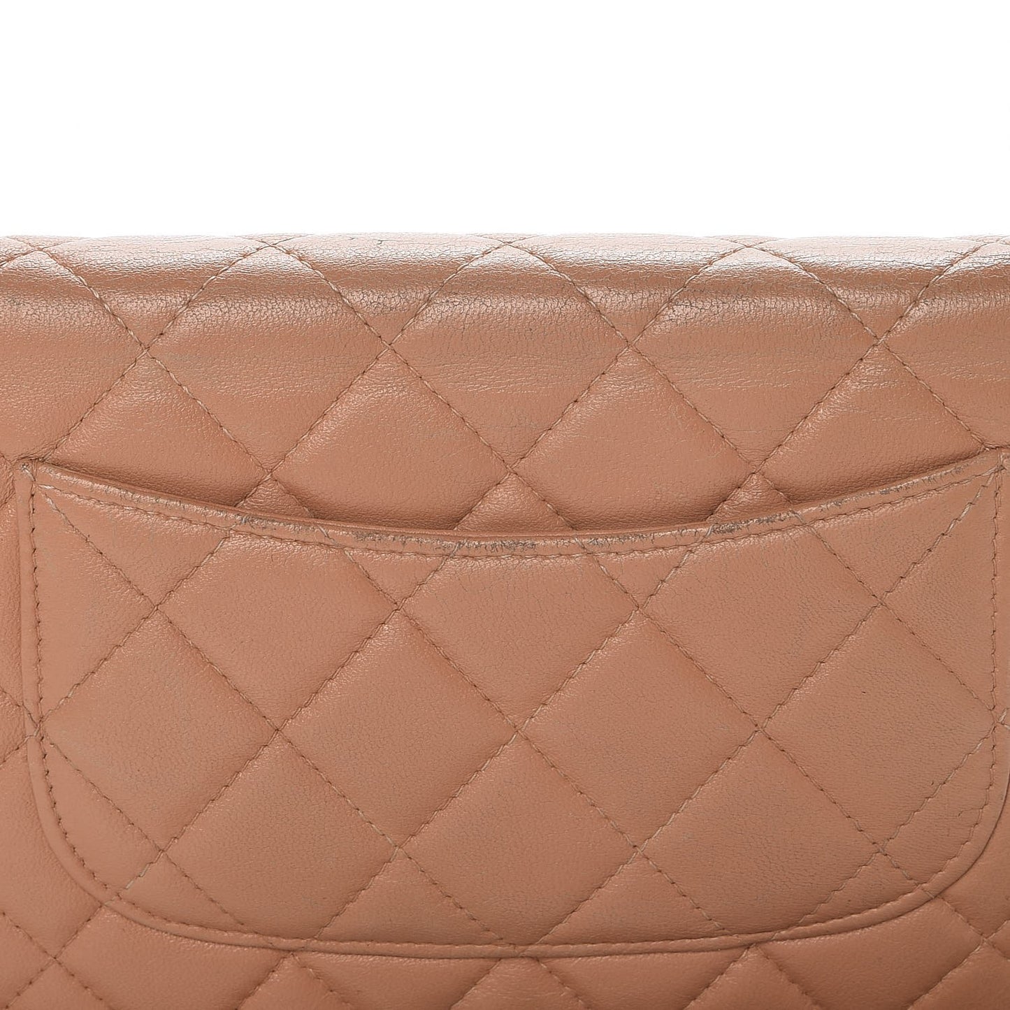 Lambskin Quilted Wallet on Chain WOC Dark Beige