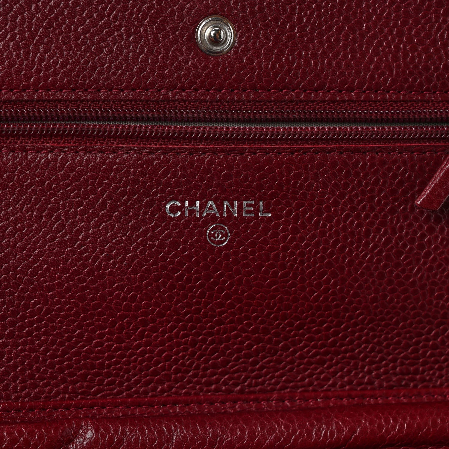 Chanel Caviar Timeless CC Wallet on Chain WOC Dark Red 6 of 10
