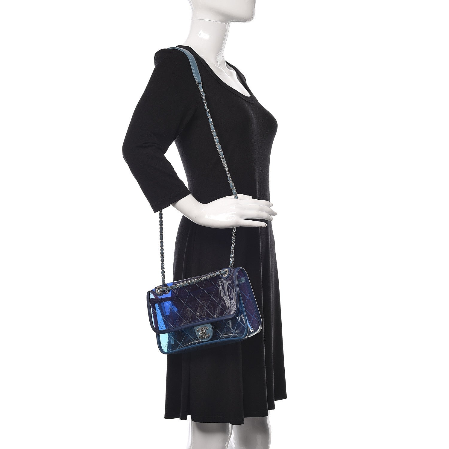 Chanel PVC Lambskin Stitched Medium Coco Splash Flap Blue 2 of 11