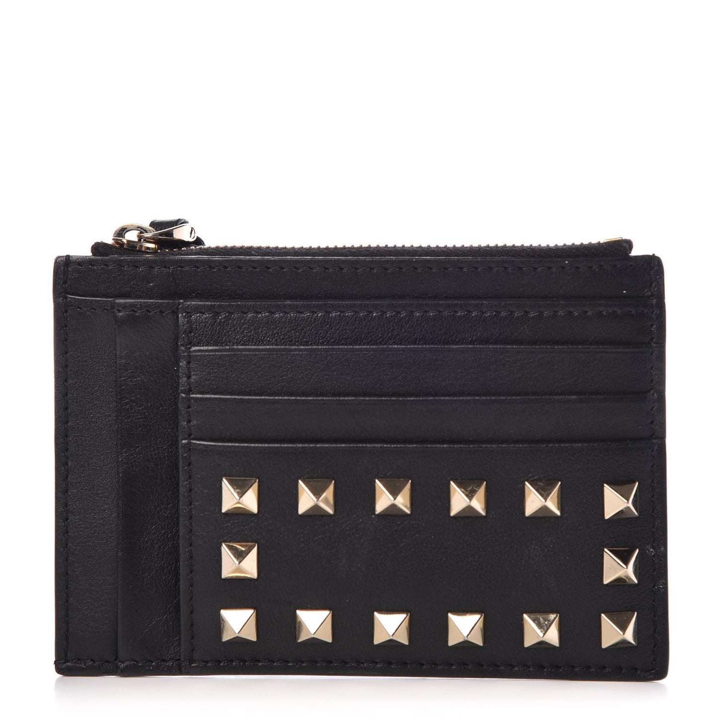 Vitello Rockstud Coin Case Card Holder Black