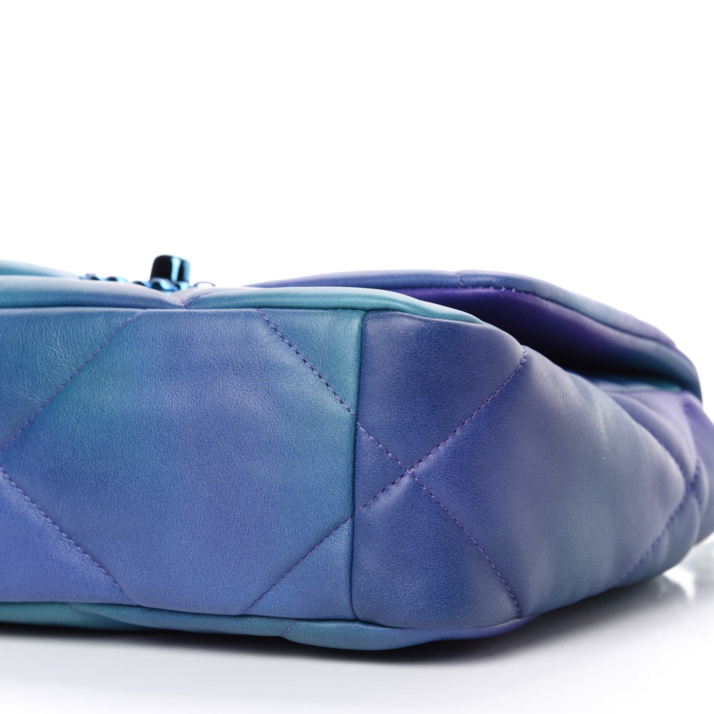 Tie Dye Calfskin Quilted Medium 19 Flap Blue Purple