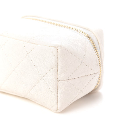 Chanel Caviar Quilted Mini Top Handle Vanity With Chain White 7 of 11