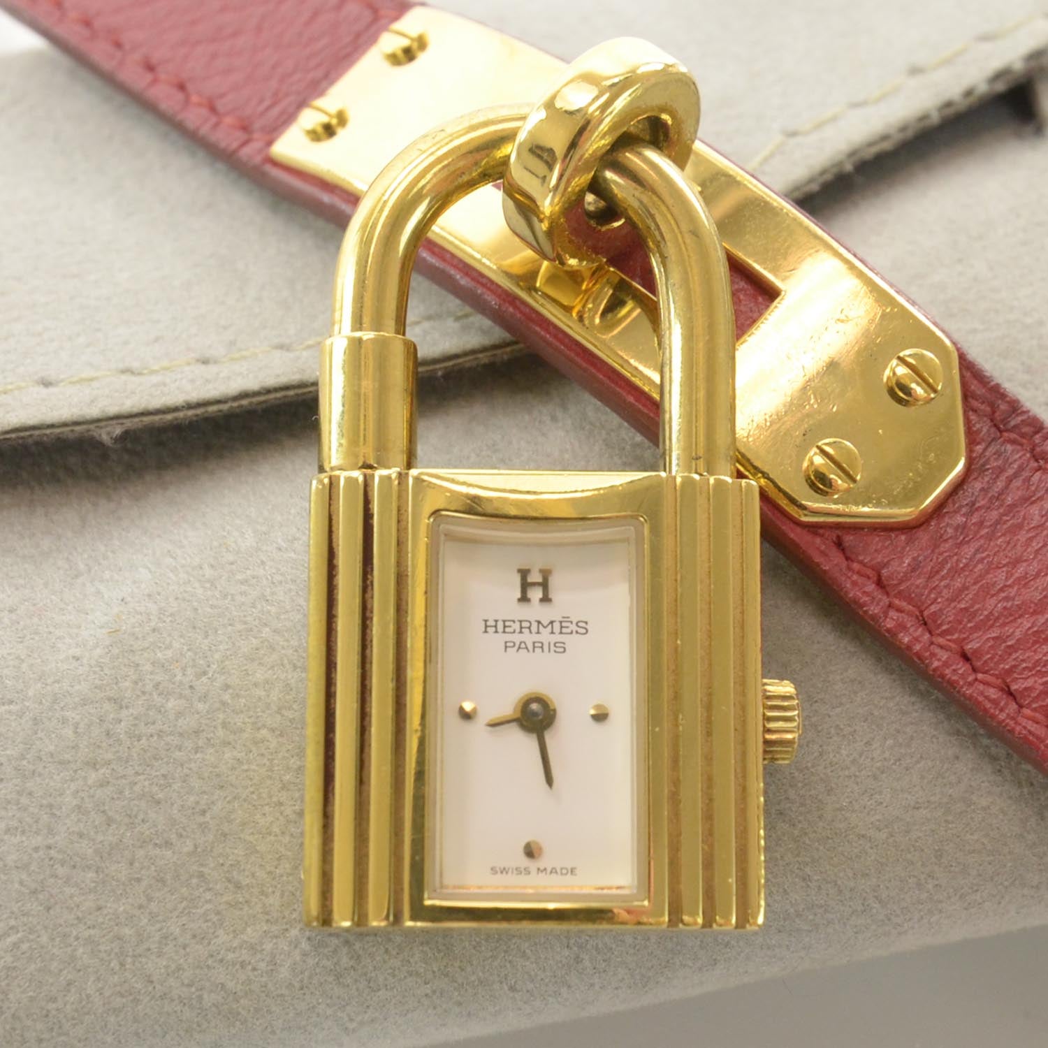 Hermes Stainless Steel Courchevel 20mm Kelly Cadena Quartz Watch Rouge 4 of 6