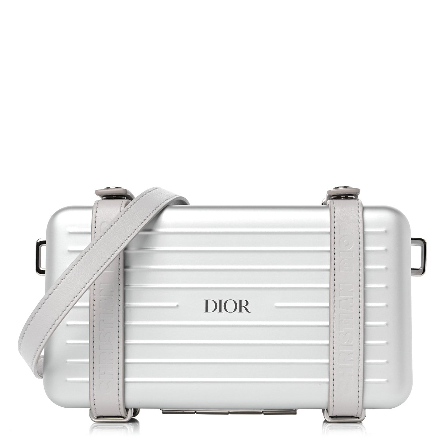 X RIMOWA Aluminum Personal Clutch On Strap Silver