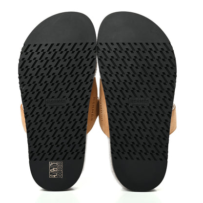 Hermes Suede Goatskin Woolskin Womens Chypre Sandals 36.5 Golden Beige 4 of 4