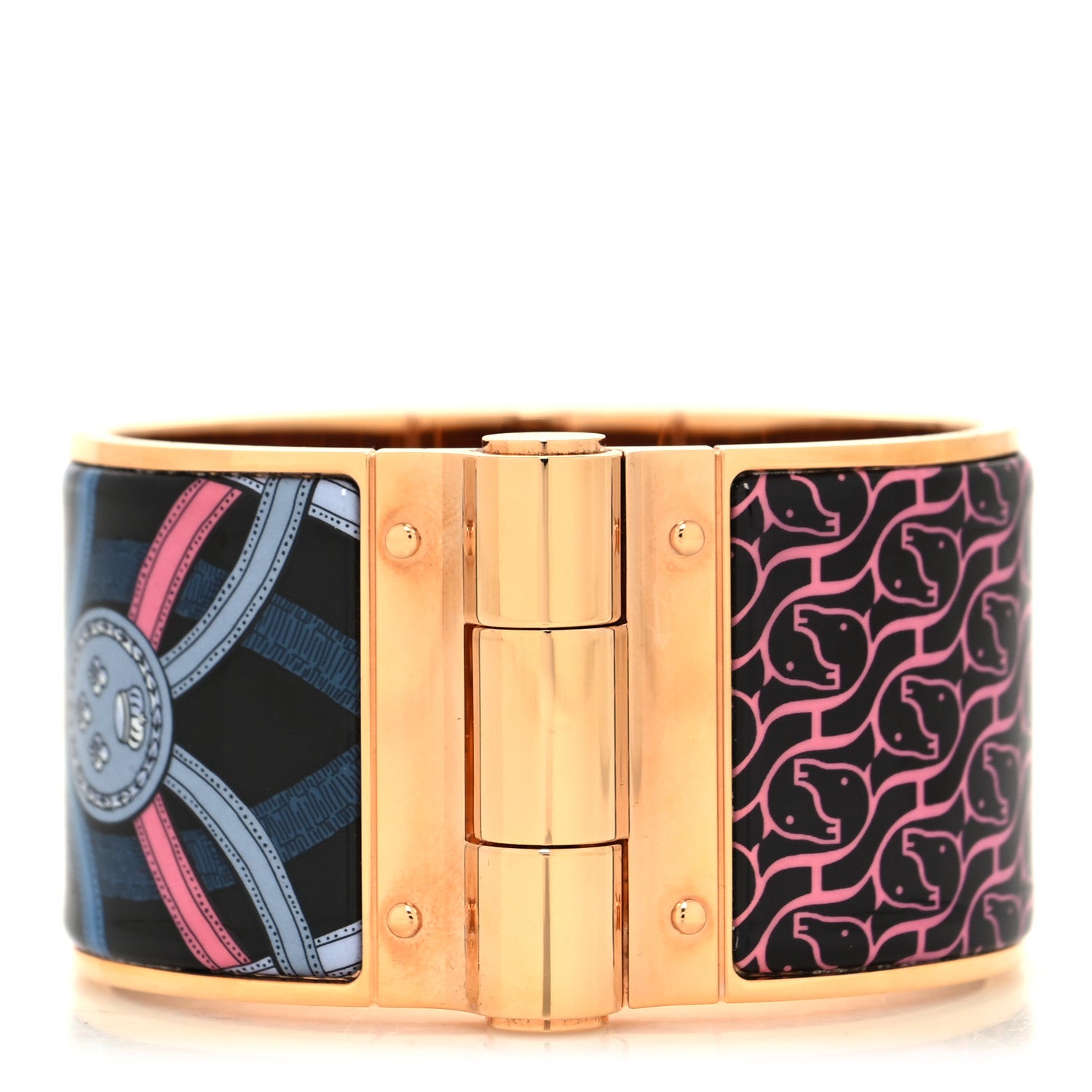 Hermes Enamel Printed Cavalcadour a Cheval Hinged Bracelet Extra Wide Hinged Bracelet S Arts and Crafts 1 of 5