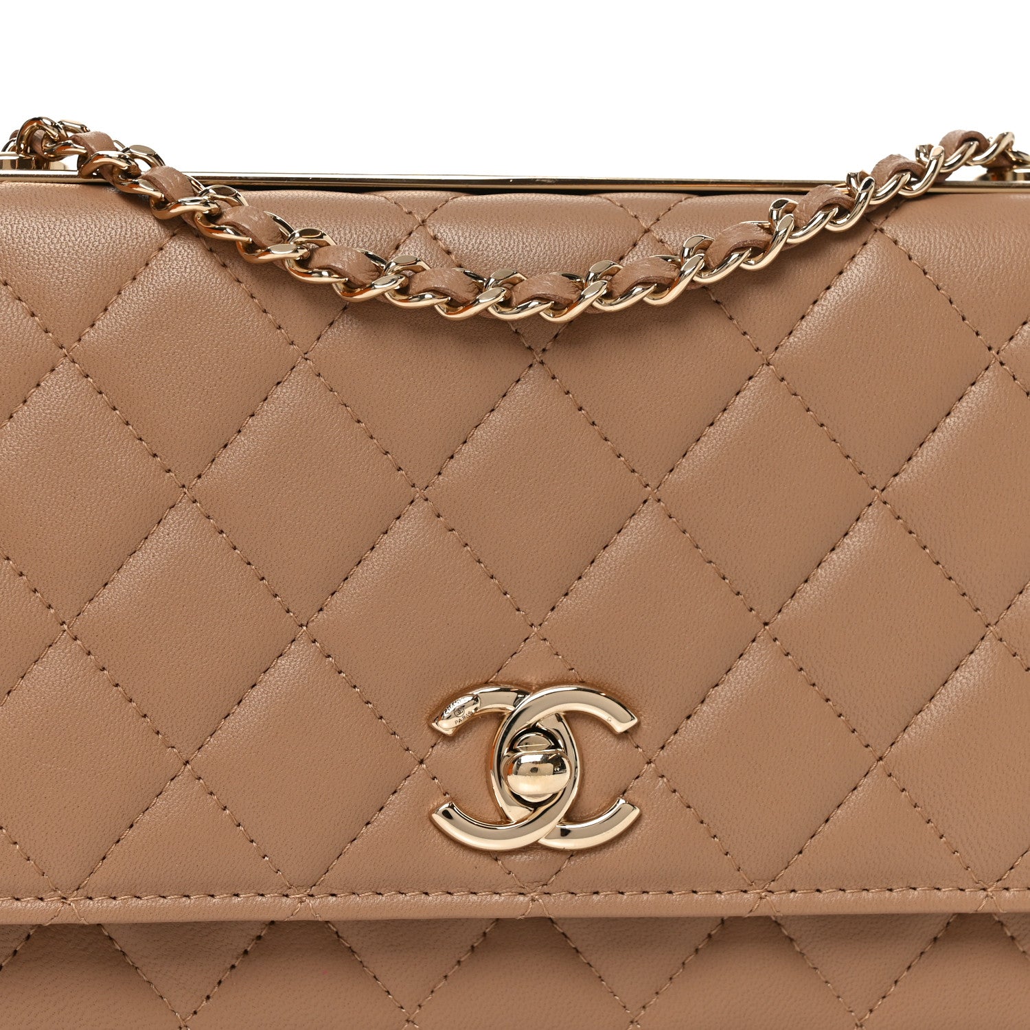 Chanel Lambskin Quilted Trendy CC Wallet On Chain WOC Beige 9 of 12