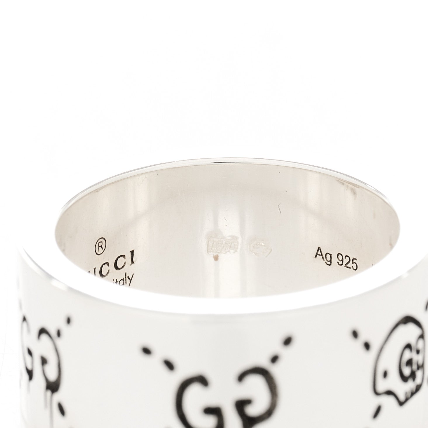 Gucci Sterling Silver GucciGhost Hamlet Skull Ring 51 5.75 6 of 8