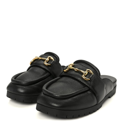 Gucci Goatskin Auroville Horsebit Mules 37.5 Black 4 of 9