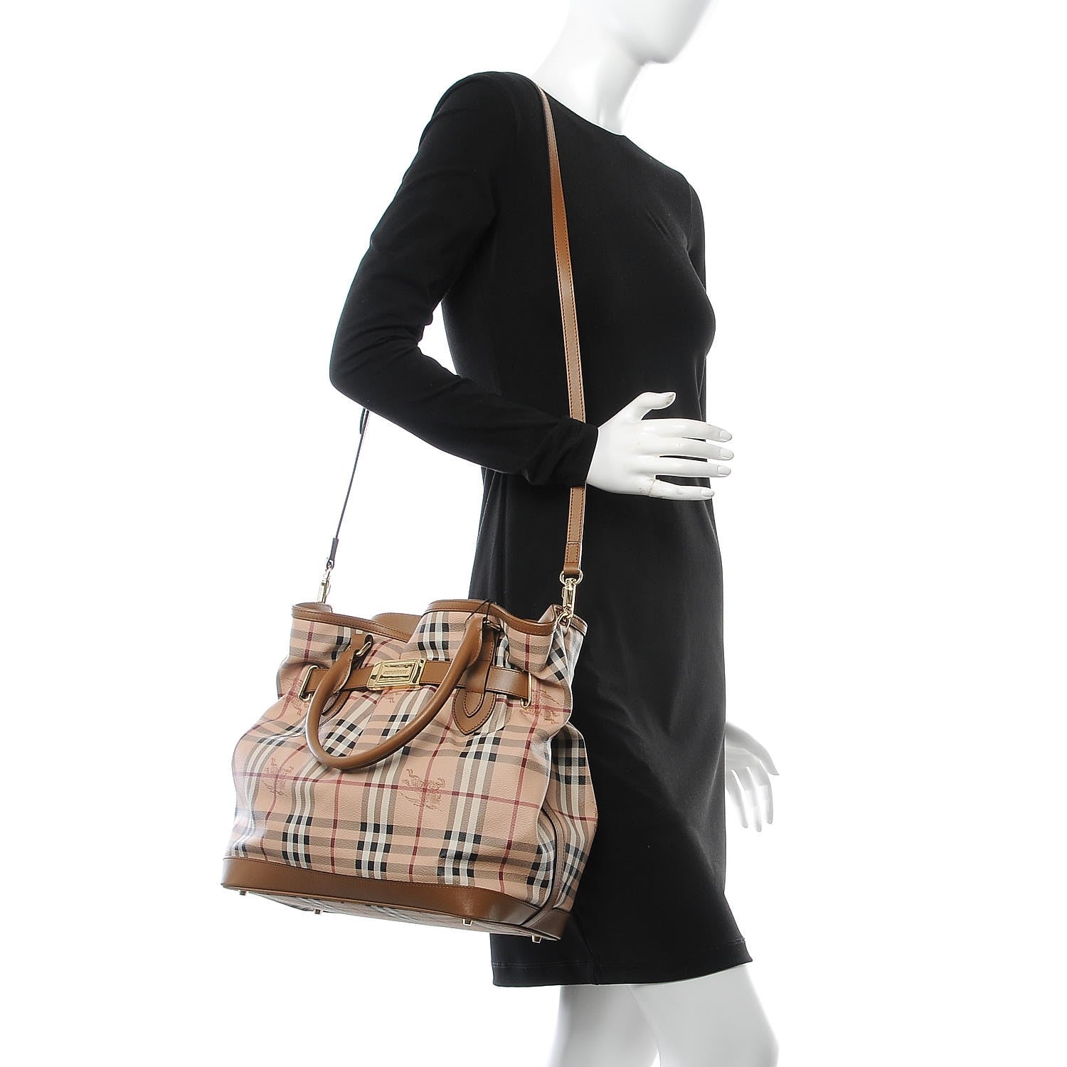 Burberry Haymarket Check Medium Golderton Tote Mid Camel 3 of 9