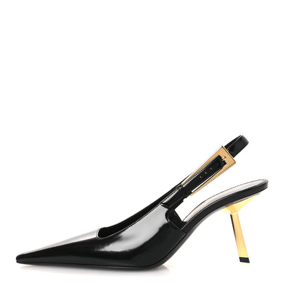 Saint Laurent Vitello Marilyn Lee 75 Slingback Pumps 38.5 Black 1 of 13